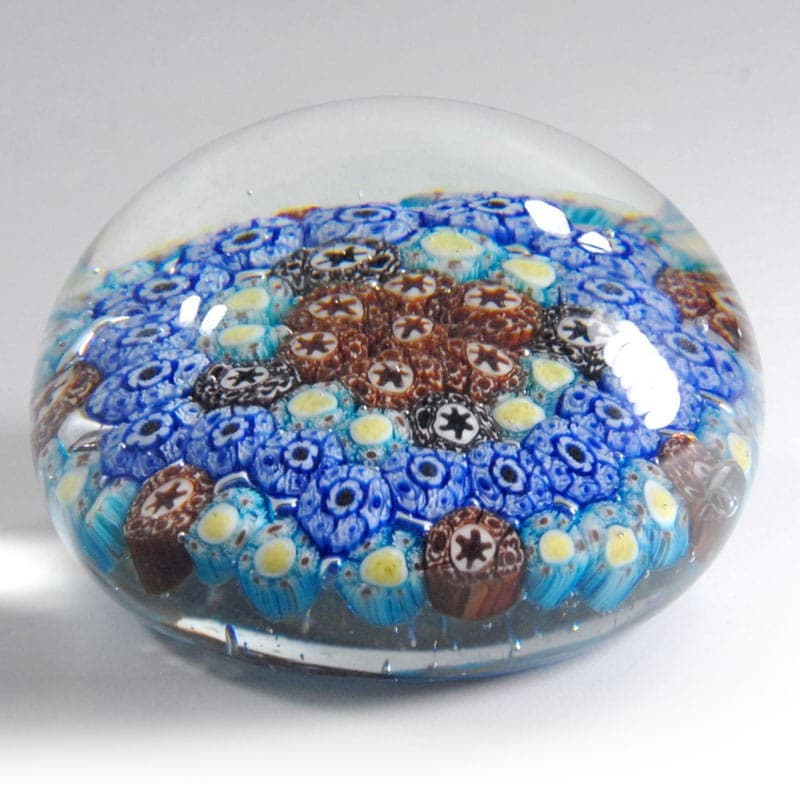 Paperweight Millefiori, blue multicolor glass, Murano, Italy, 1980s. - 320595