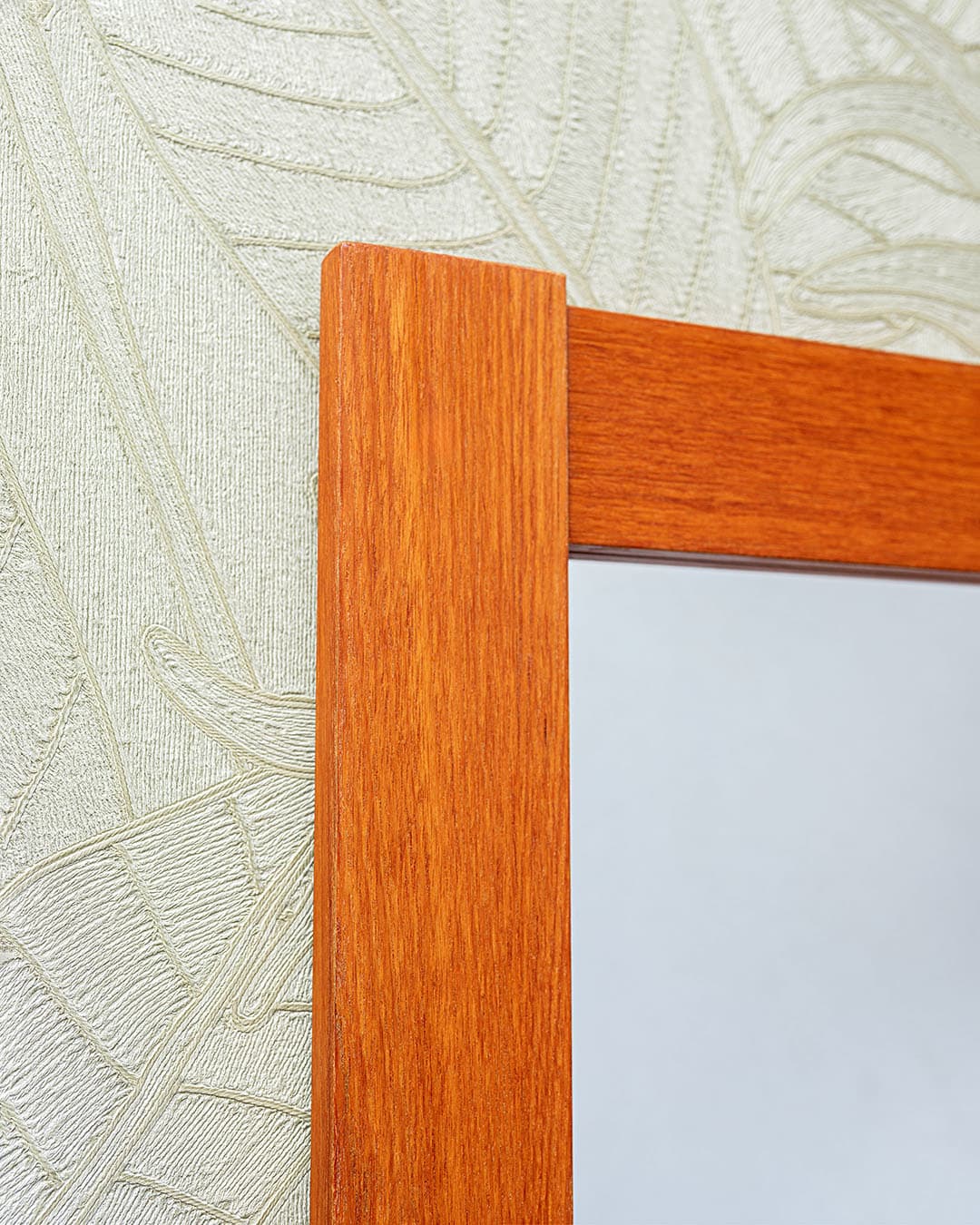 Lustro ścienne prostokątne, teak brązowy, szkło, Dania, lata 70. - 320413