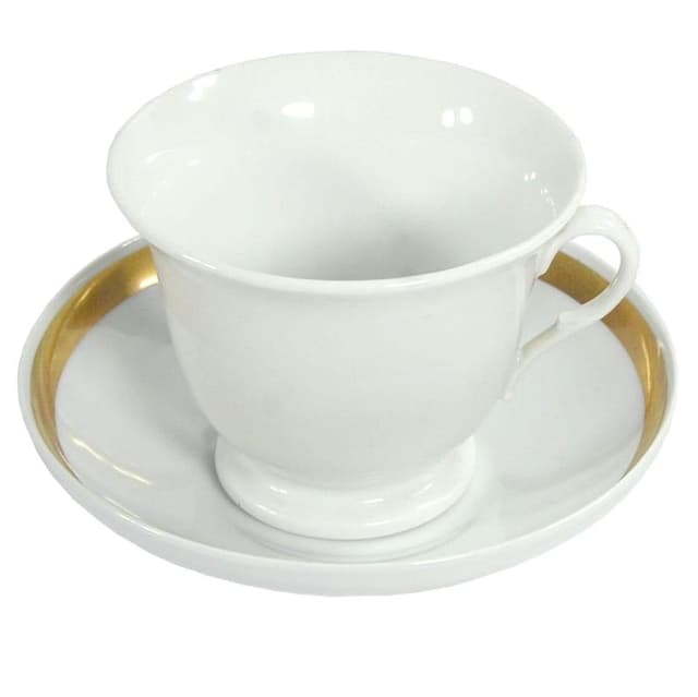 Filiżanka herbaciana, biała porcelana złocona, Furstenberg, Niemcy, lata 30. - WYMIARY
