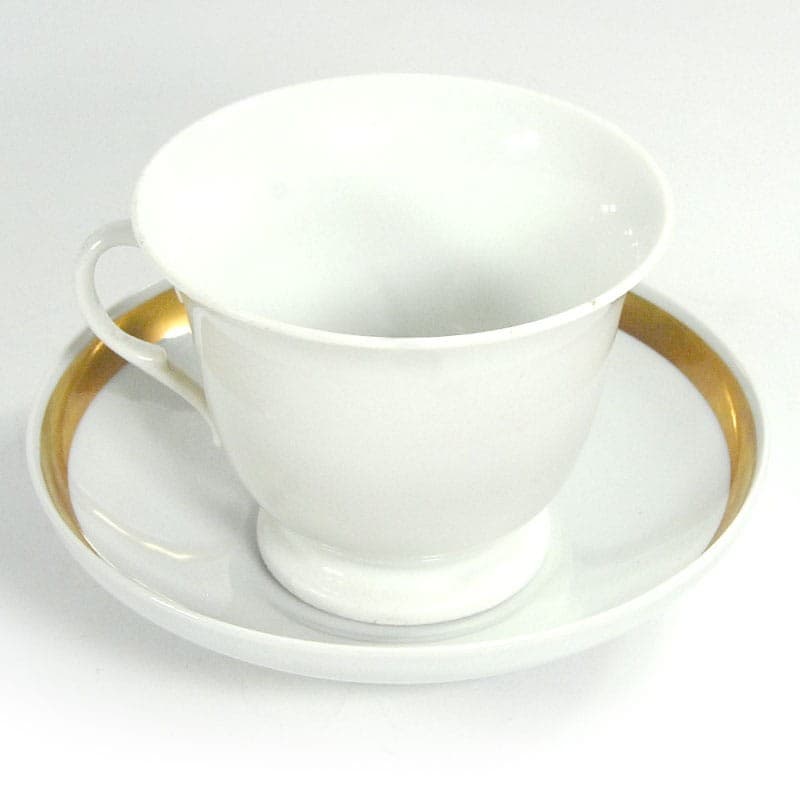 Filiżanka herbaciana, biała porcelana złocona, Furstenberg, Niemcy, lata 30. - 320592