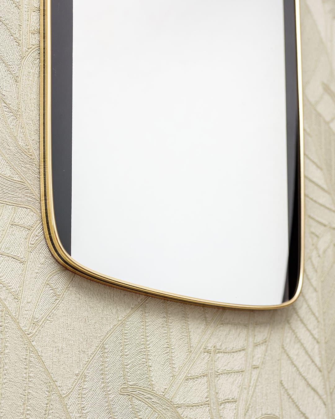 Wall mirror, transparent glass, gold brass, black, Germany, 1950s. - 320418