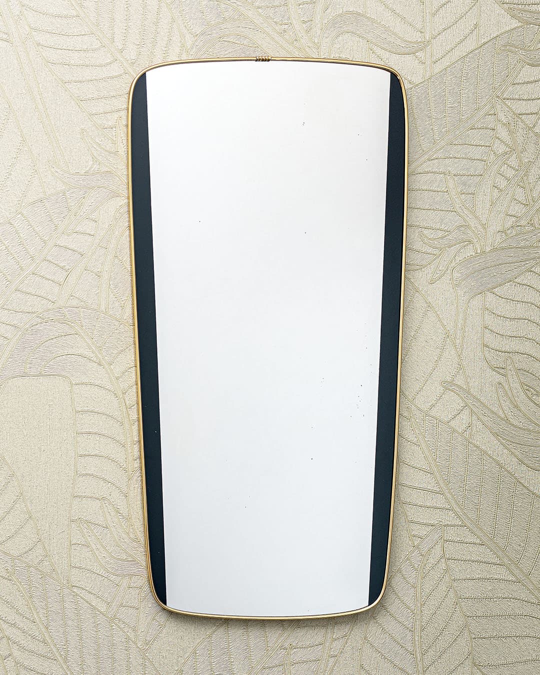 Wall mirror, transparent glass, gold brass, black, Germany, 1950s. - 320416