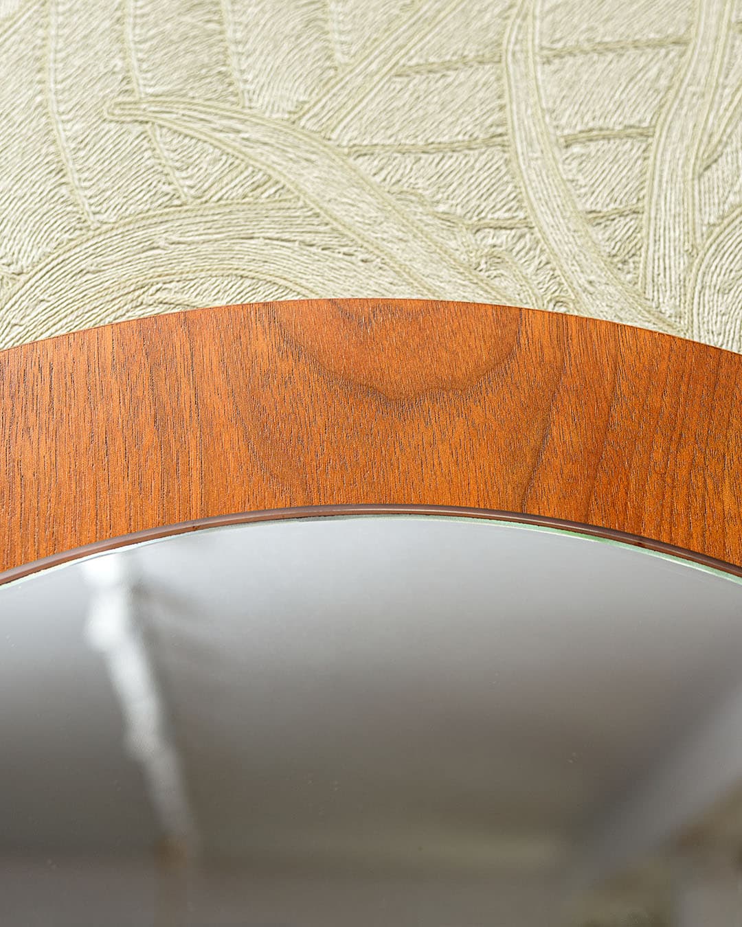 Wall mirror round, brown teak, Denmark, 1970s - 320422