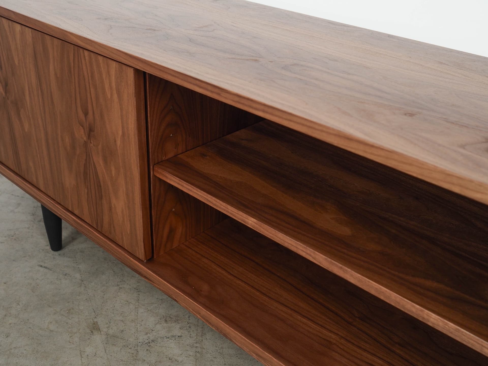 Sideboard, brown walnut, black wood, Scandinavia, 1960s. - 320433