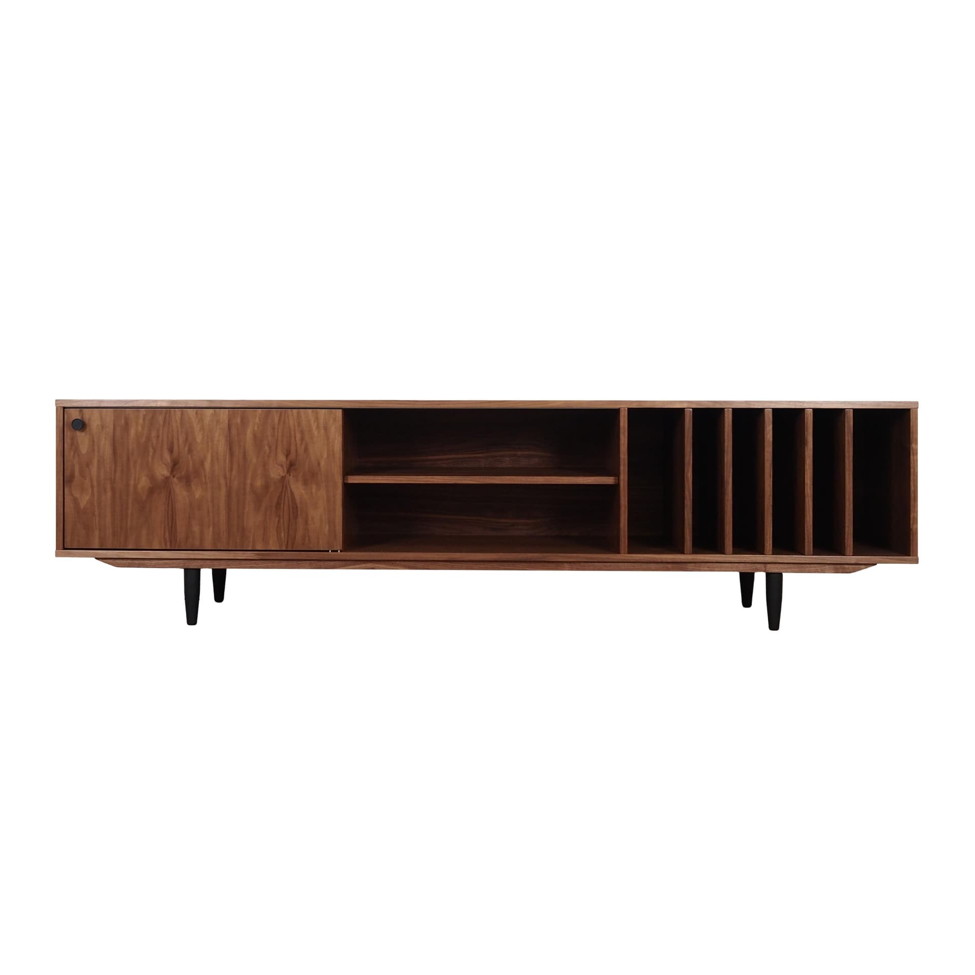 Sideboard, brown walnut, black wood, Scandinavia, 1960s.