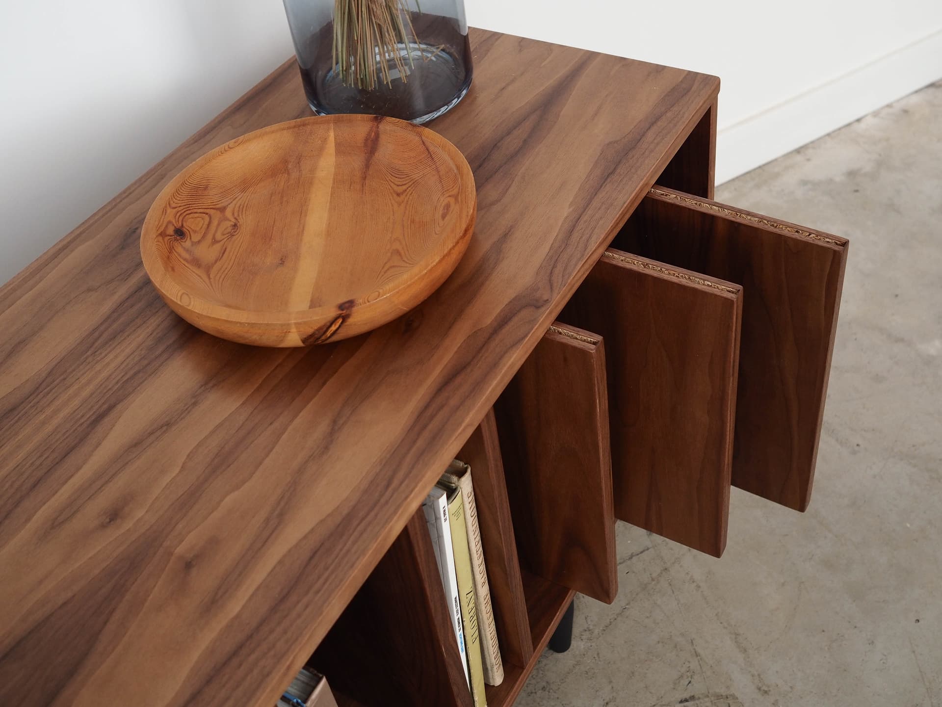 Sideboard, brown walnut, black wood, Scandinavia, 1960s. - 320430