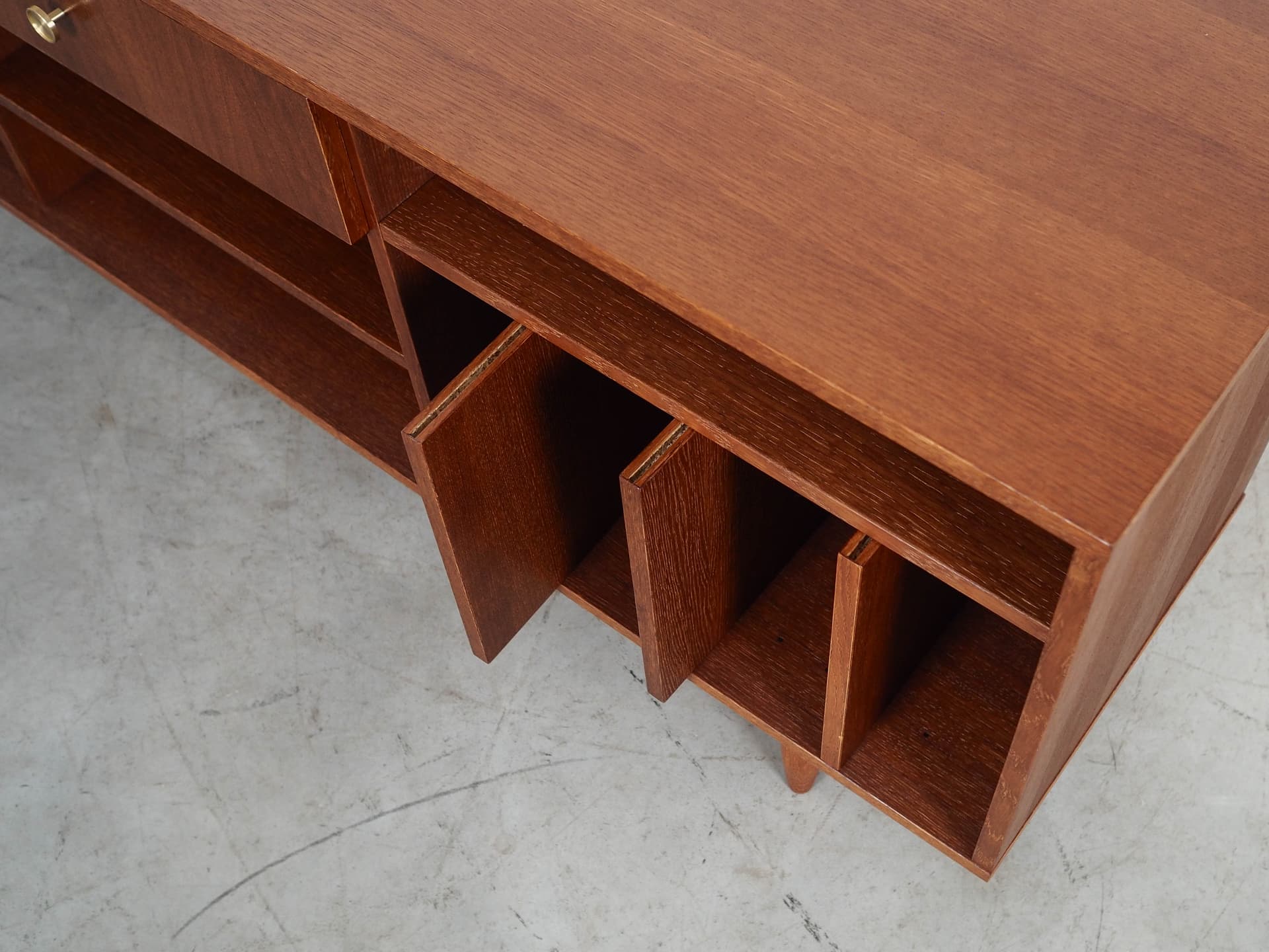 Sideboard, Scandinavian design, brown oak, black wood, Scandinavia, 1960s. - 320441