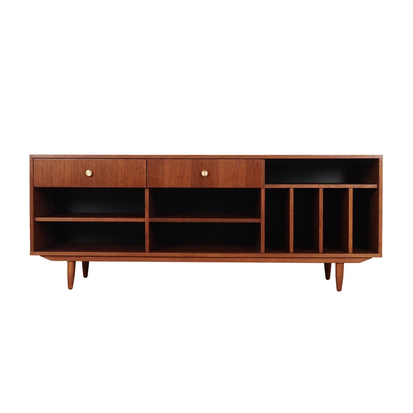 Sideboard, Scandinavian design, brown oak, black wood, Scandinavia, 1960s.