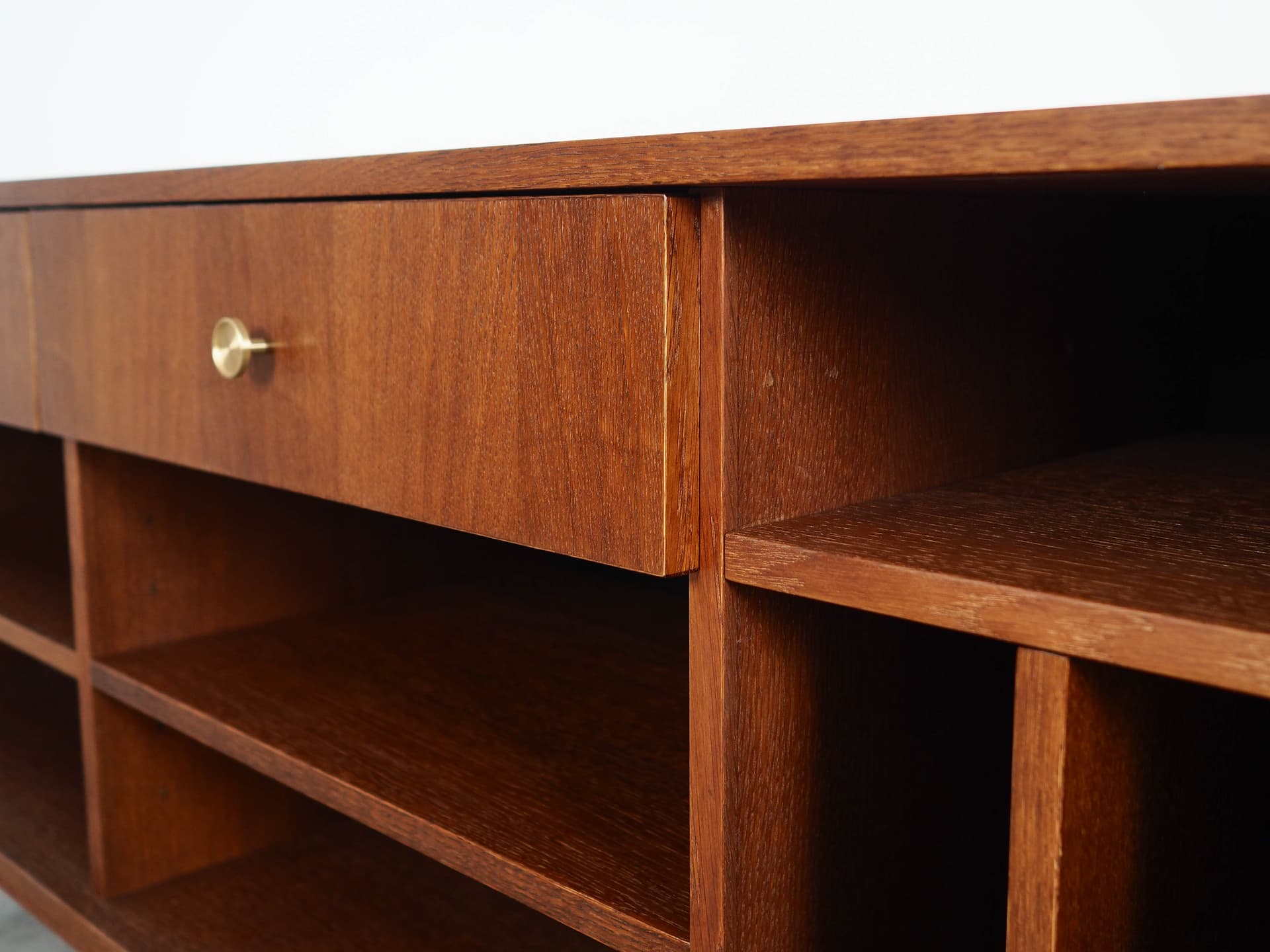 Sideboard, Scandinavian design, brown oak, black wood, Scandinavia, 1960s. - 320443