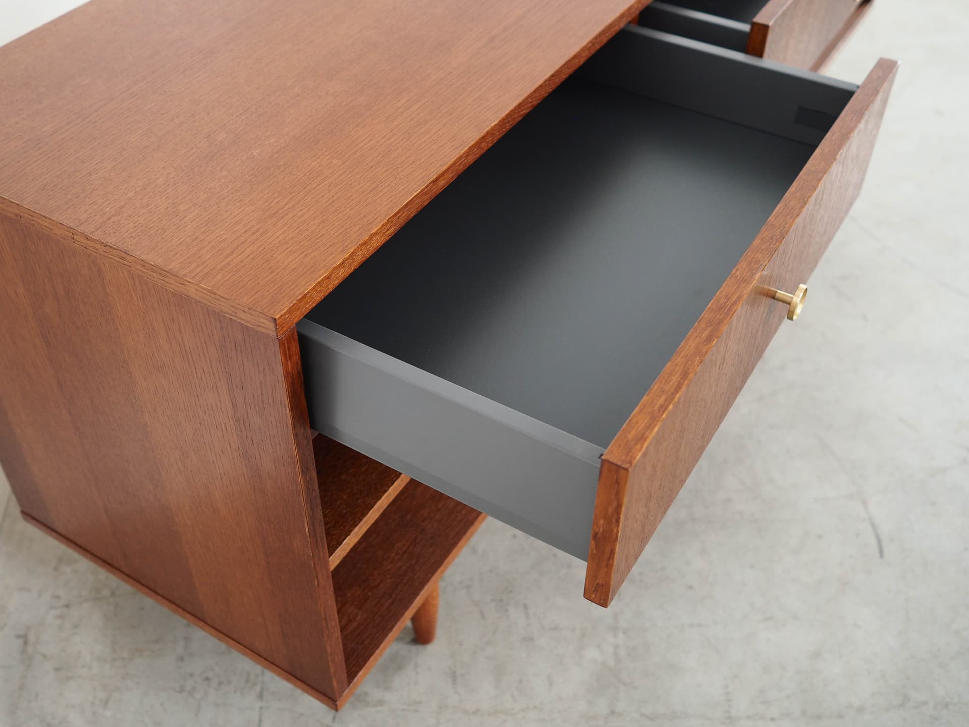 Sideboard, Scandinavian design, brown oak, black wood, Scandinavia, 1960s. - 320444