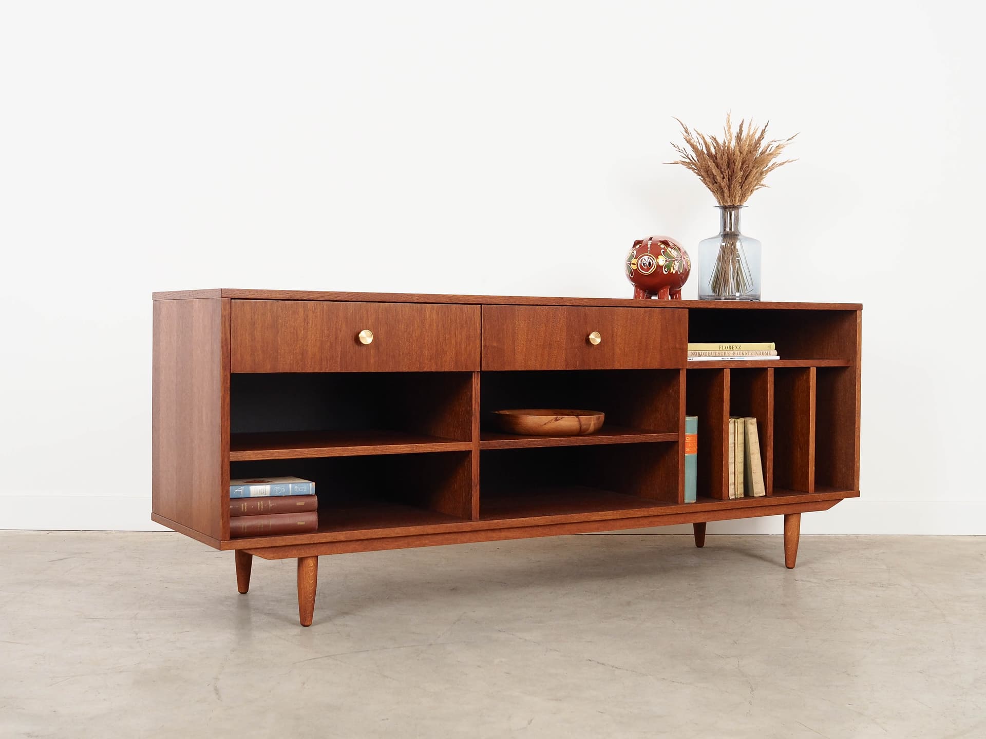 Sideboard, Scandinavian design, brown oak, black wood, Scandinavia, 1960s. - 320437