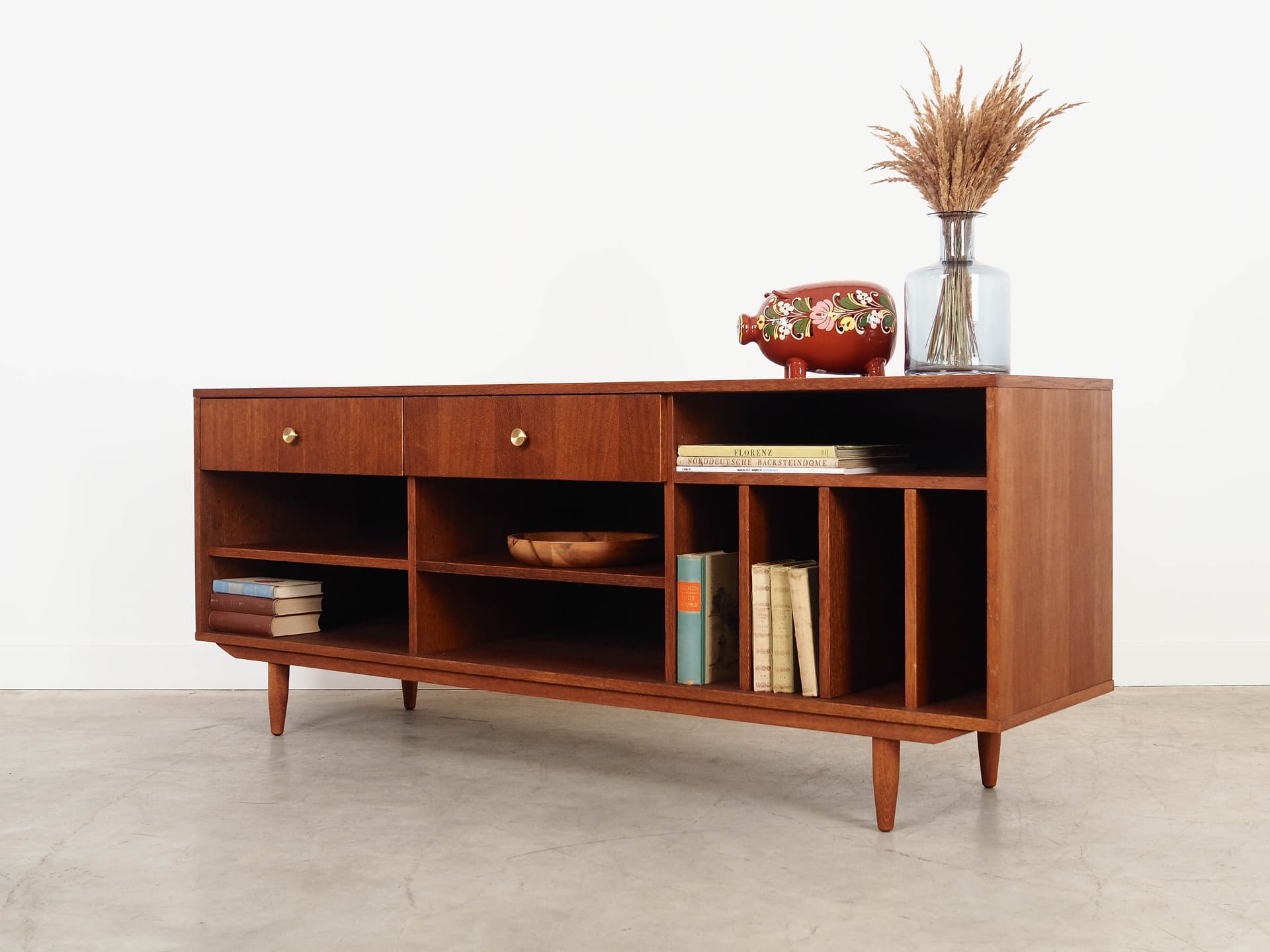 Sideboard, Scandinavian design, brown oak, black wood, Scandinavia, 1960s. - 320440