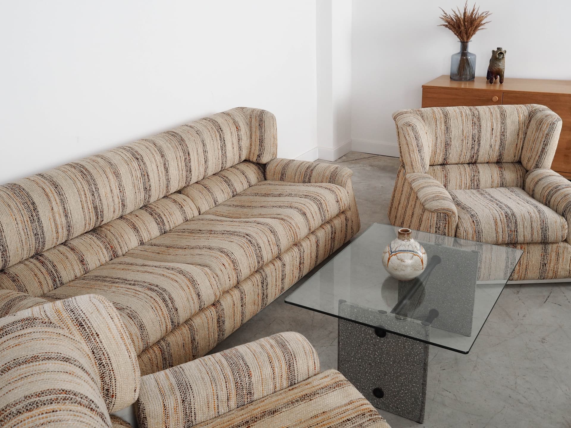 Sofa trzyosobowa, tkanina multikolor, drewno, Saporiti, Włochy, lata 60. - 320490