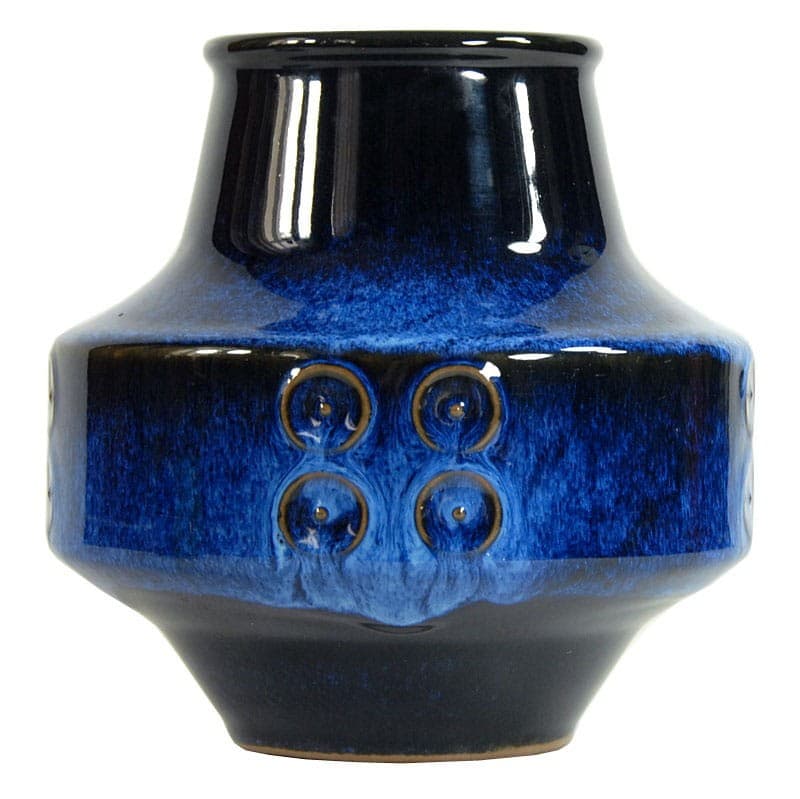 Wazon, niebieski czarny, ceramika, Japonia, lata 80. - 320533