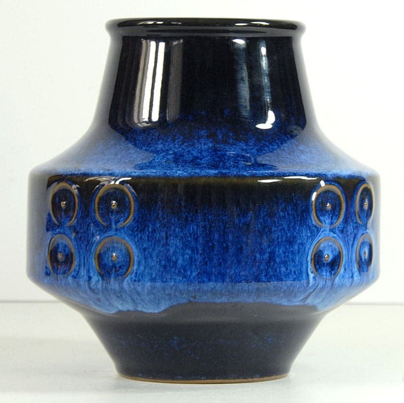Wazon, niebieski czarny, ceramika, Japonia, lata 80. - 320531
