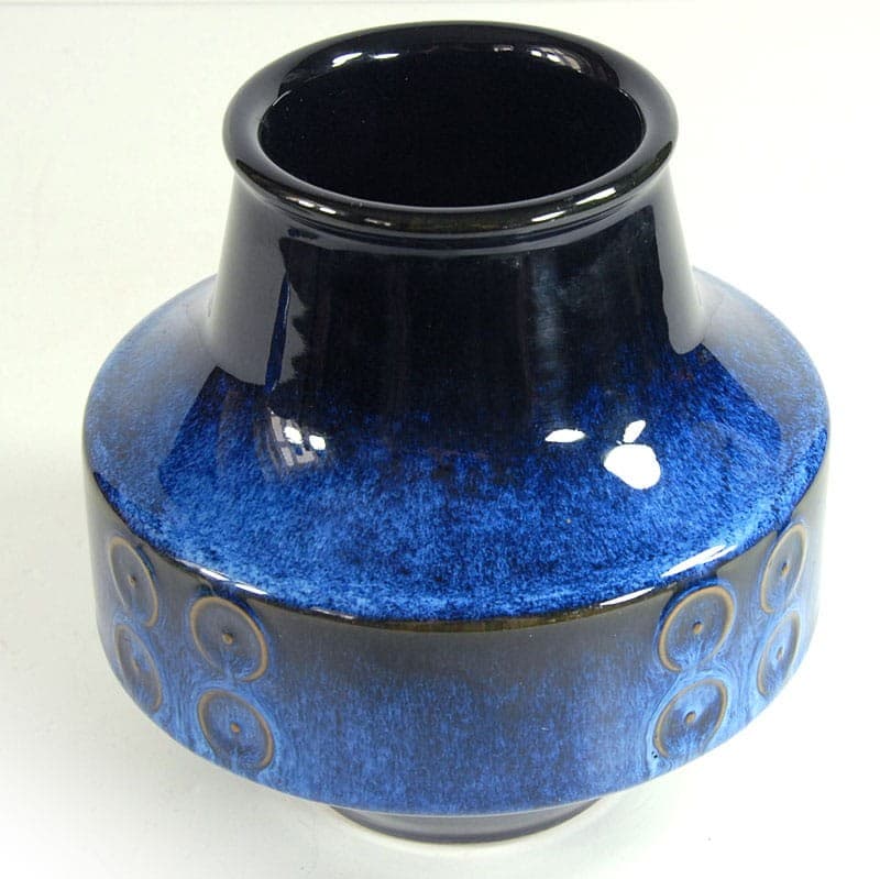 Wazon, niebieski czarny, ceramika, Japonia, lata 80. - 320532