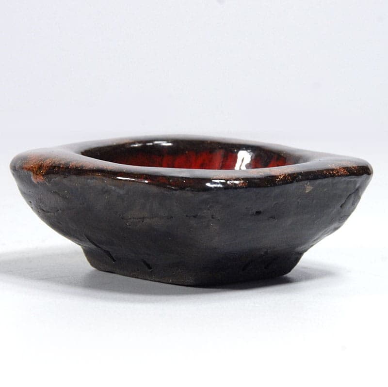 Miseczka ceramiczna, czerwona czarna brązowa złota, ceramika, Holandia, lata 70. - 320512