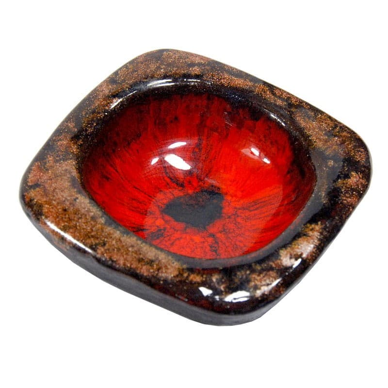 Miseczka ceramiczna, czerwona czarna brązowa złota, ceramika, Holandia, lata 70. - 320513