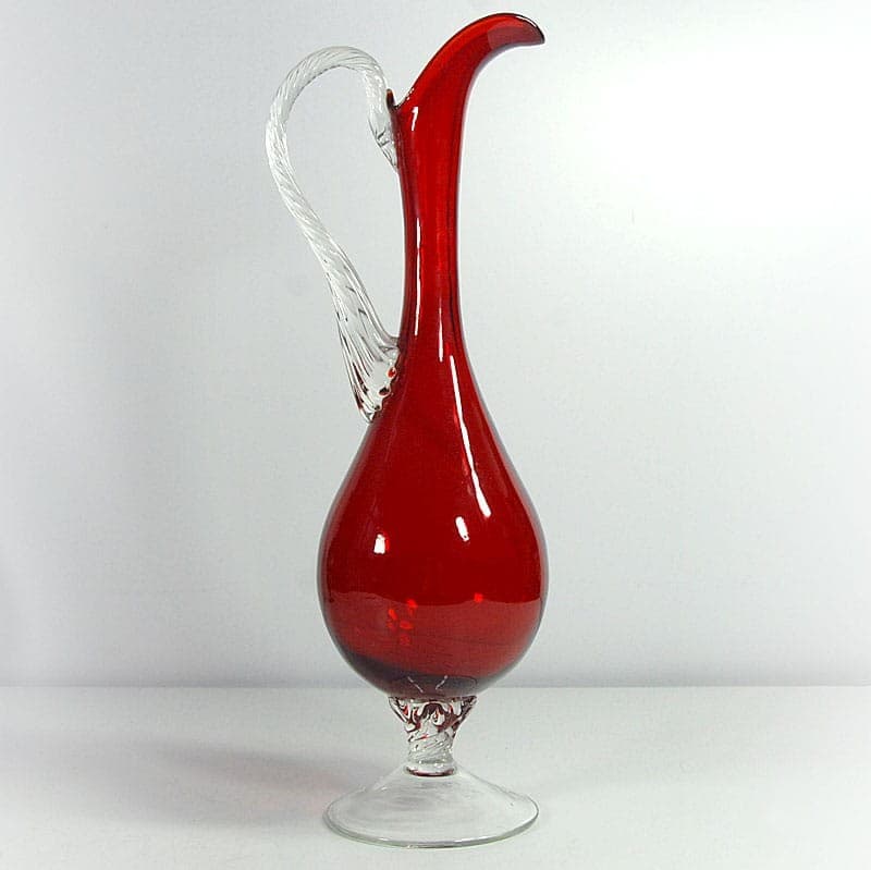 Karafka Empoli, szkło czerwone, Włochy, lata 70. - 321912