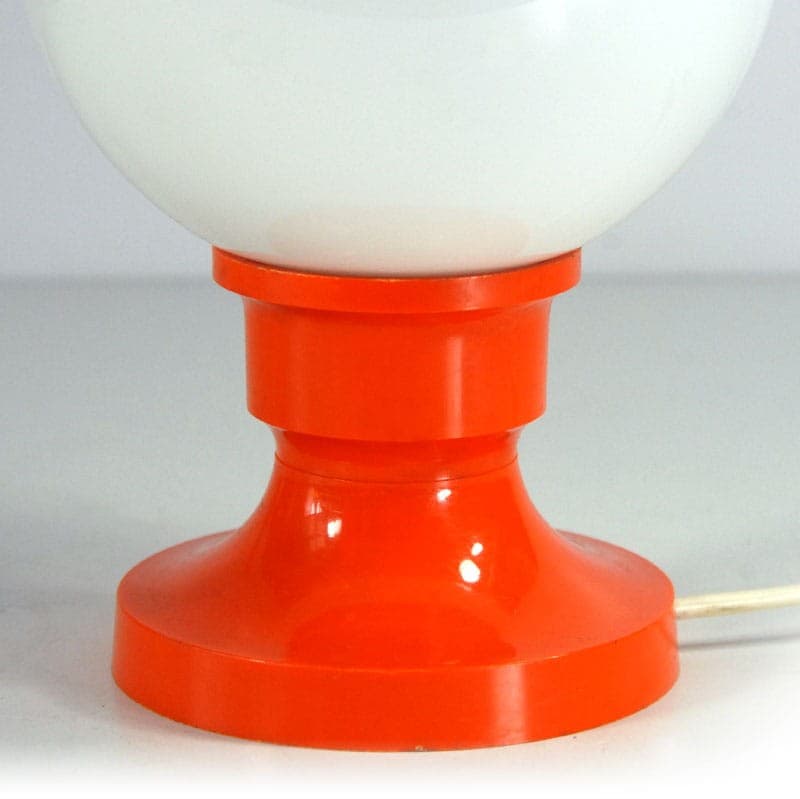 Lampka stołowa Space Age, akryl pomarańczowy, szkło białe, Niemcy, lata 70. - 321888