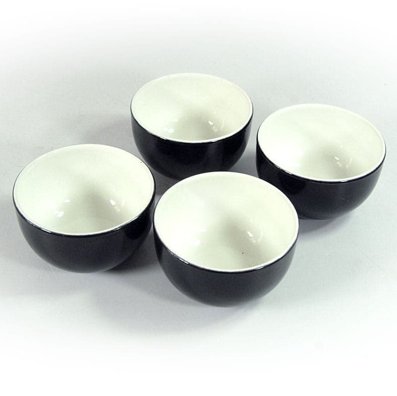 komplet czterech miseczek ceramicznych, czarny biały, ceramika, Pagnossin, Włochy, lata 80. - 321884