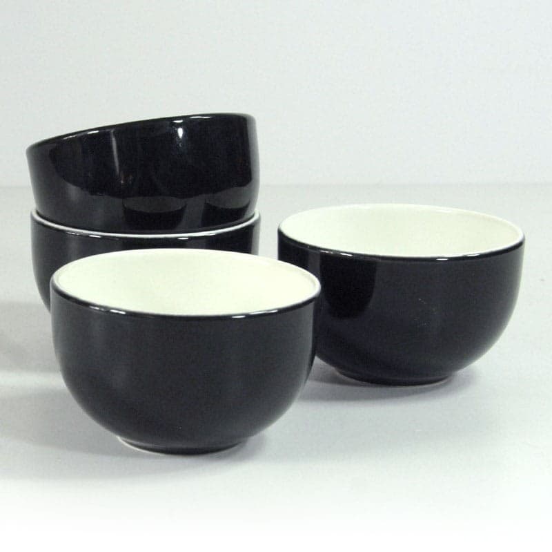 komplet czterech miseczek ceramicznych, czarny biały, ceramika, Pagnossin, Włochy, lata 80. - 321883