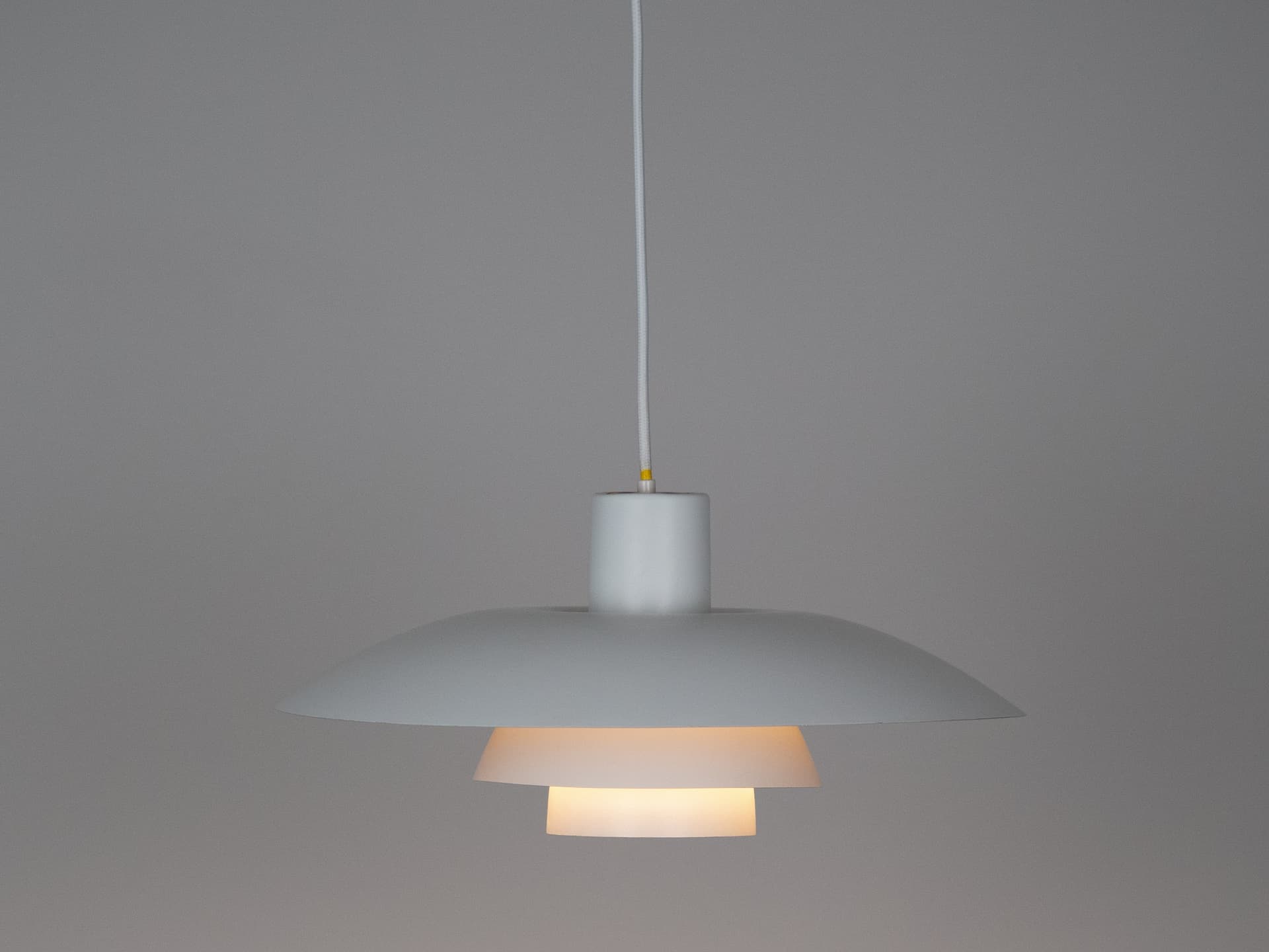 Pendant lamp PH 4/3, white aluminum, by P. Henningsen, Denmark, 1980s. - 321064