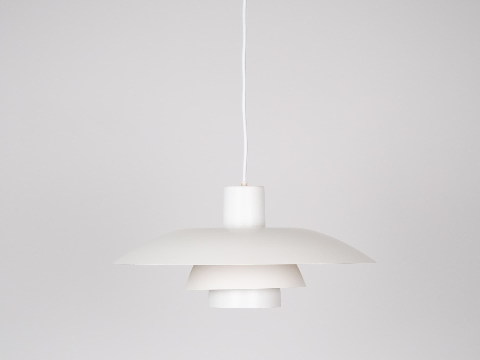 Pendant lamp PH 4/3, white aluminum, by P. Henningsen, Denmark, 1980s. - 321098