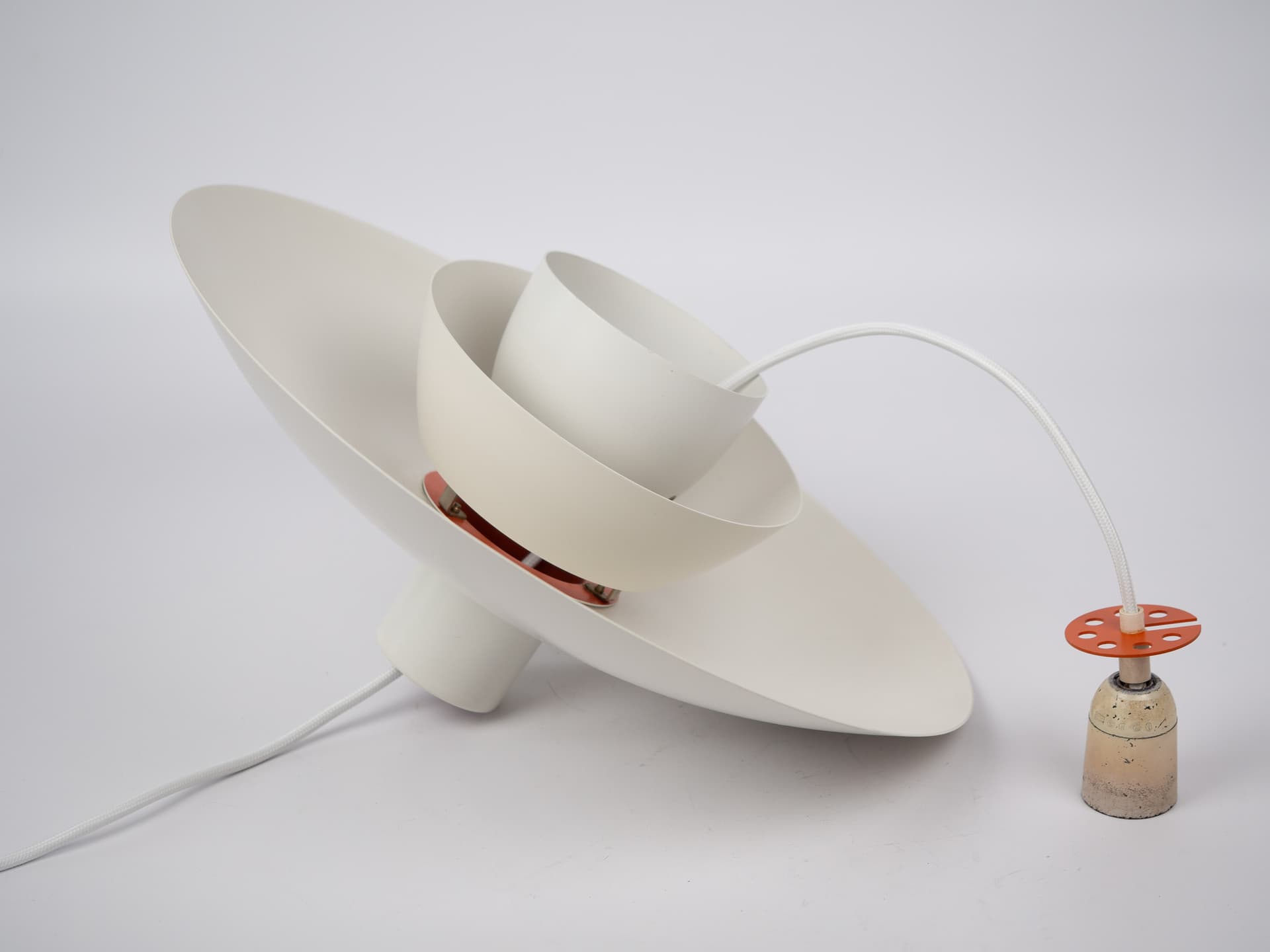 Pendant lamp PH 4/3, white aluminum, by P. Henningsen, Denmark, 1980s. - 321107