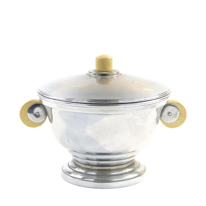 Bonbonniere Art Deco, chromed brass, lacquered wood, France, 1930s.