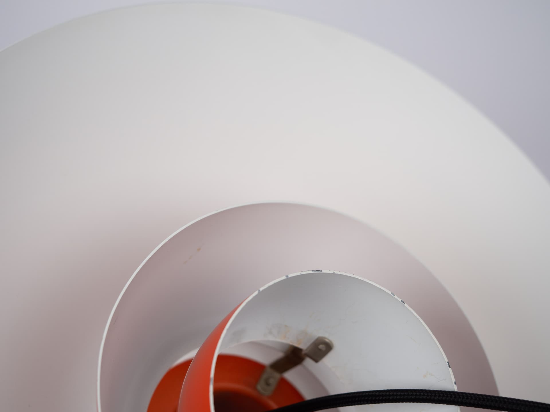 Pendant lamp PH 4/3, red orange, aluminum, by P. Henningsen, Louis Poulsen, Denmark, 1970s. - 321134