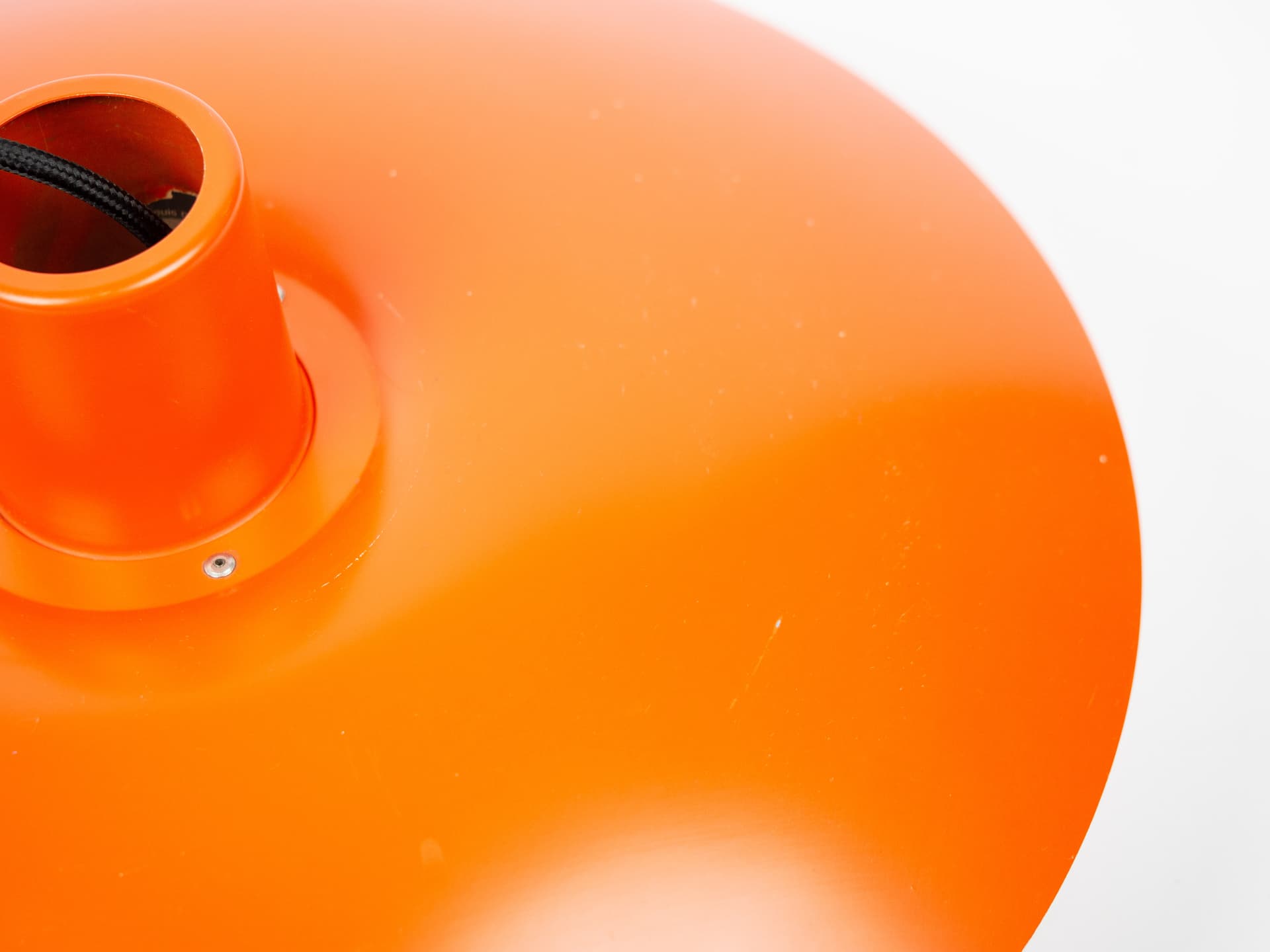 Pendant lamp PH 4/3, red orange, aluminum, by P. Henningsen, Louis Poulsen, Denmark, 1970s. - 321132