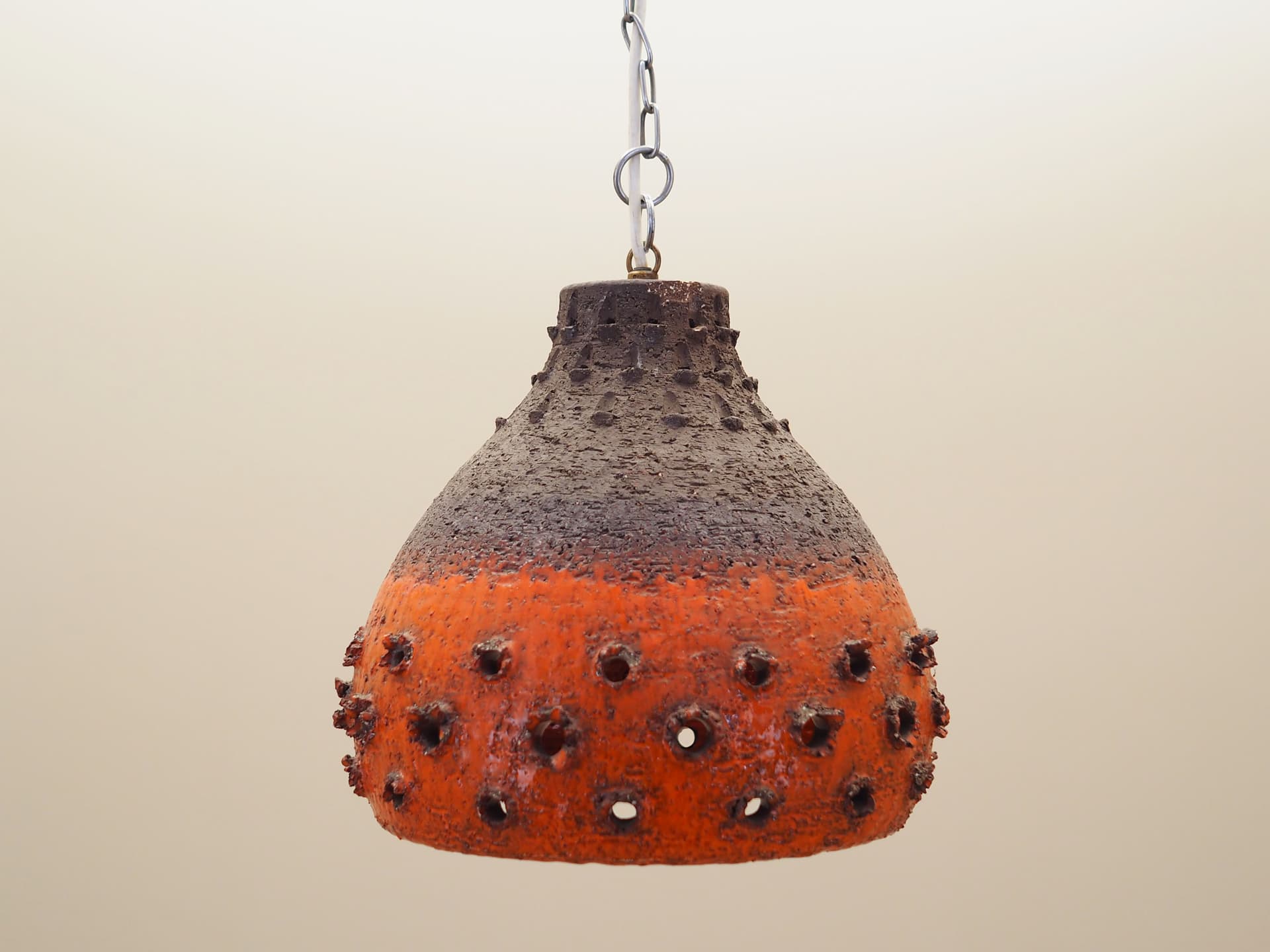 Pendant lamp, dark brown orange, ceramics, Denmark, 1960s. - 66396