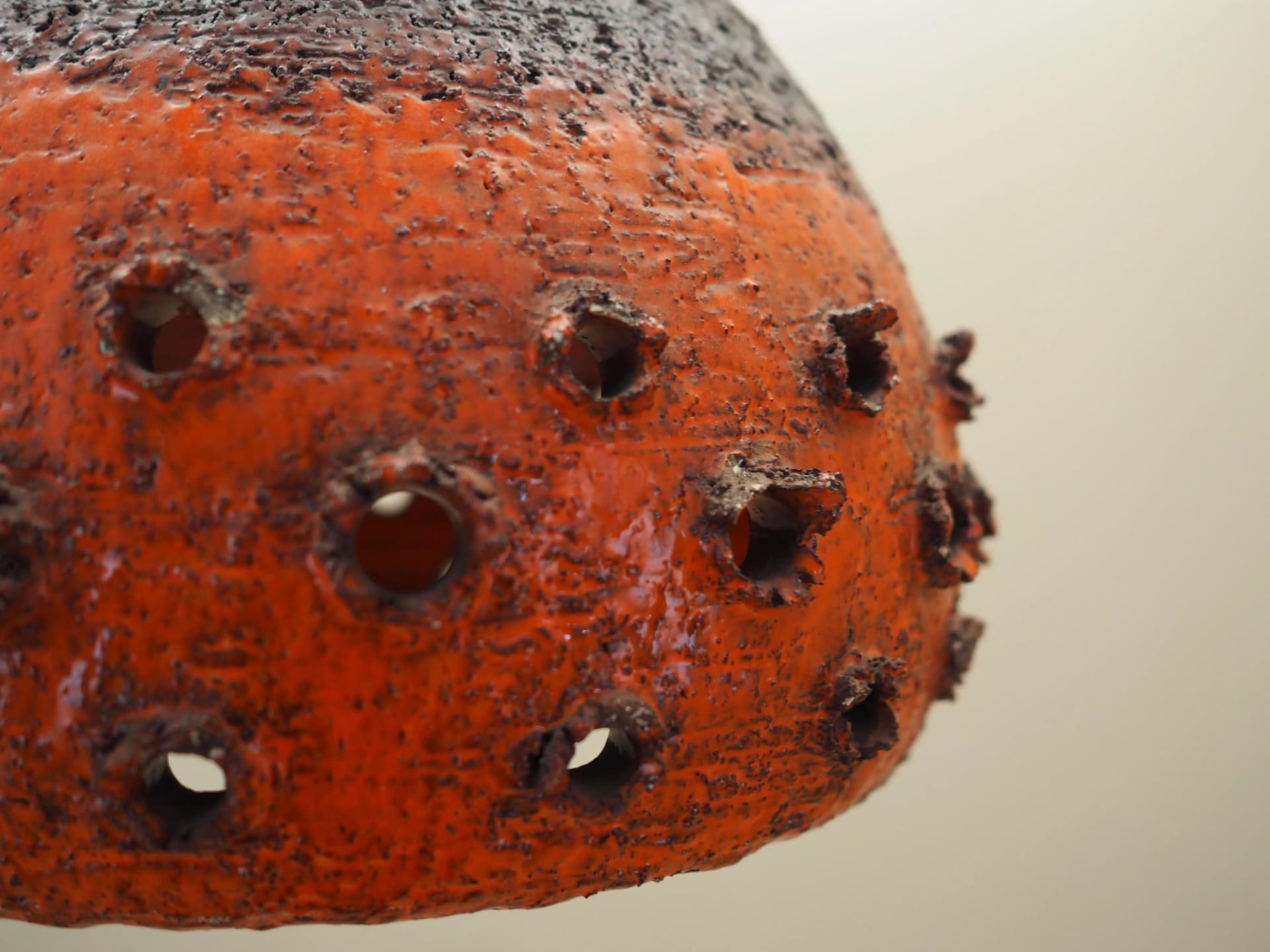 Pendant lamp, dark brown orange, ceramics, Denmark, 1960s. - 23995