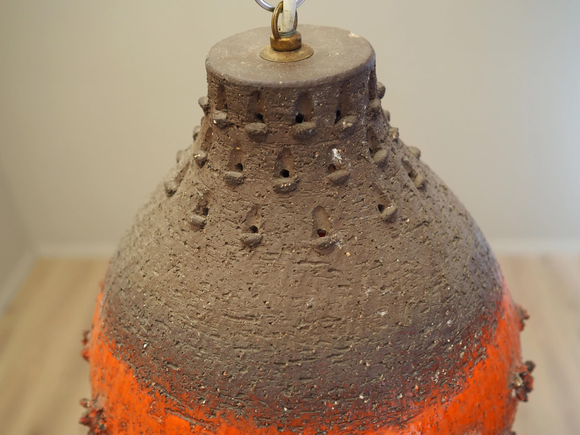 Pendant lamp, dark brown orange, ceramics, Denmark, 1960s. - 23997
