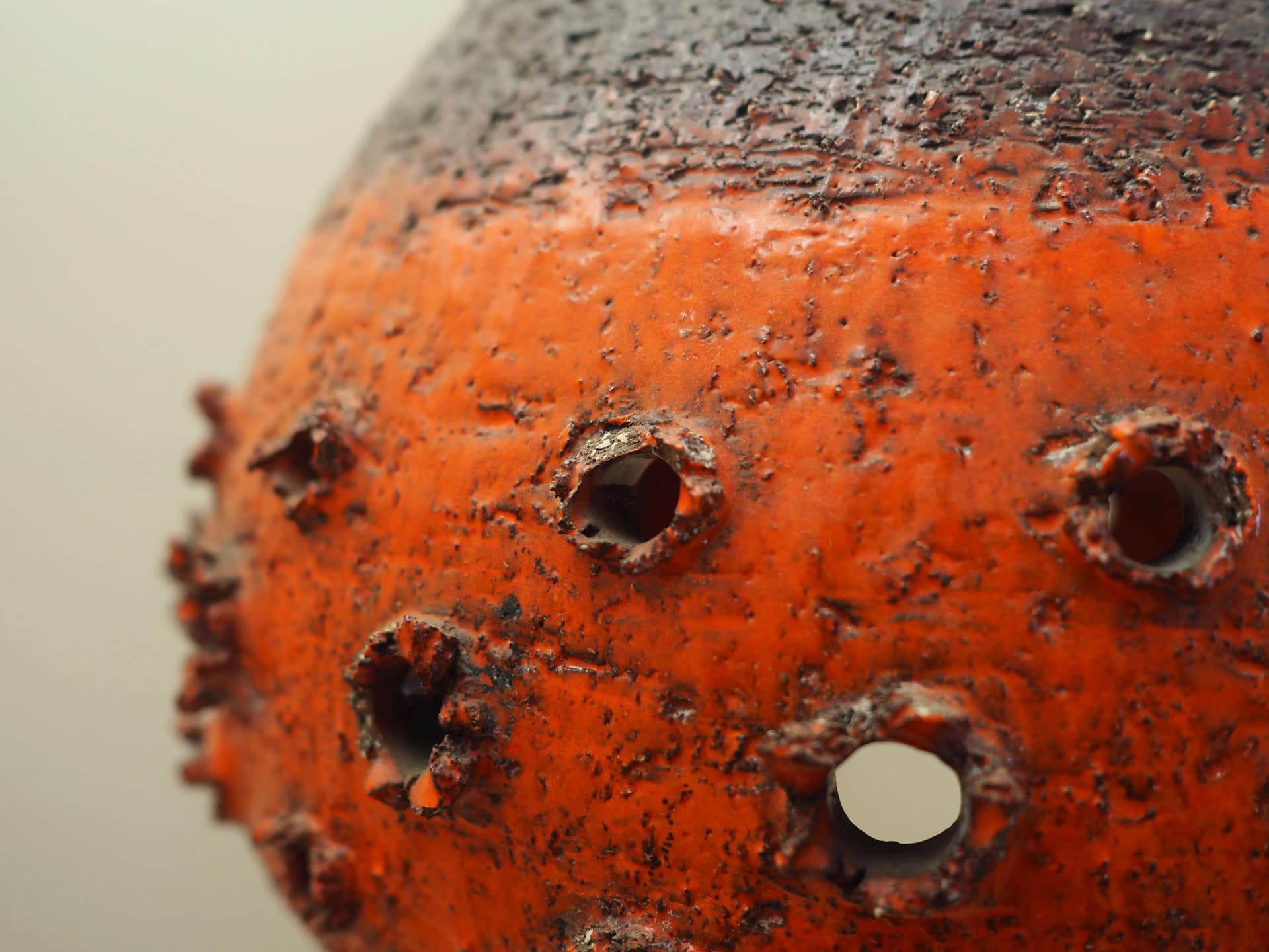 Pendant lamp, dark brown orange, ceramics, Denmark, 1960s. - 23996