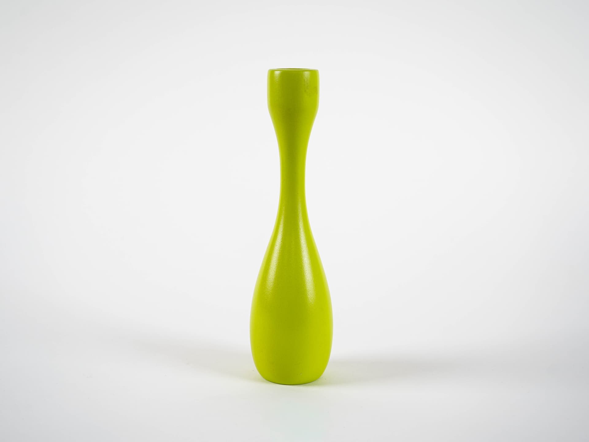 Candlestick, lime green, wood, Denmark, 1970s. - 321137