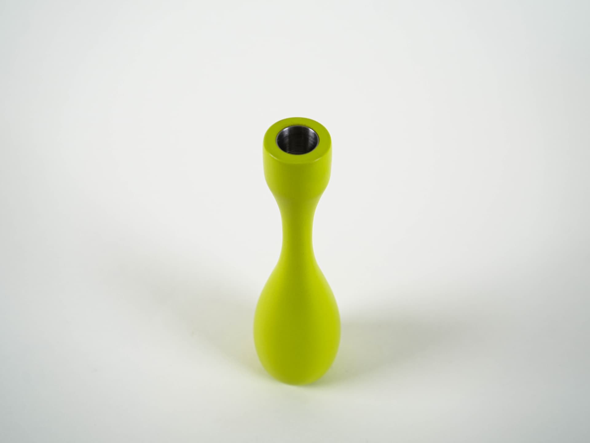 Candlestick, lime green, wood, Denmark, 1970s. - 321138