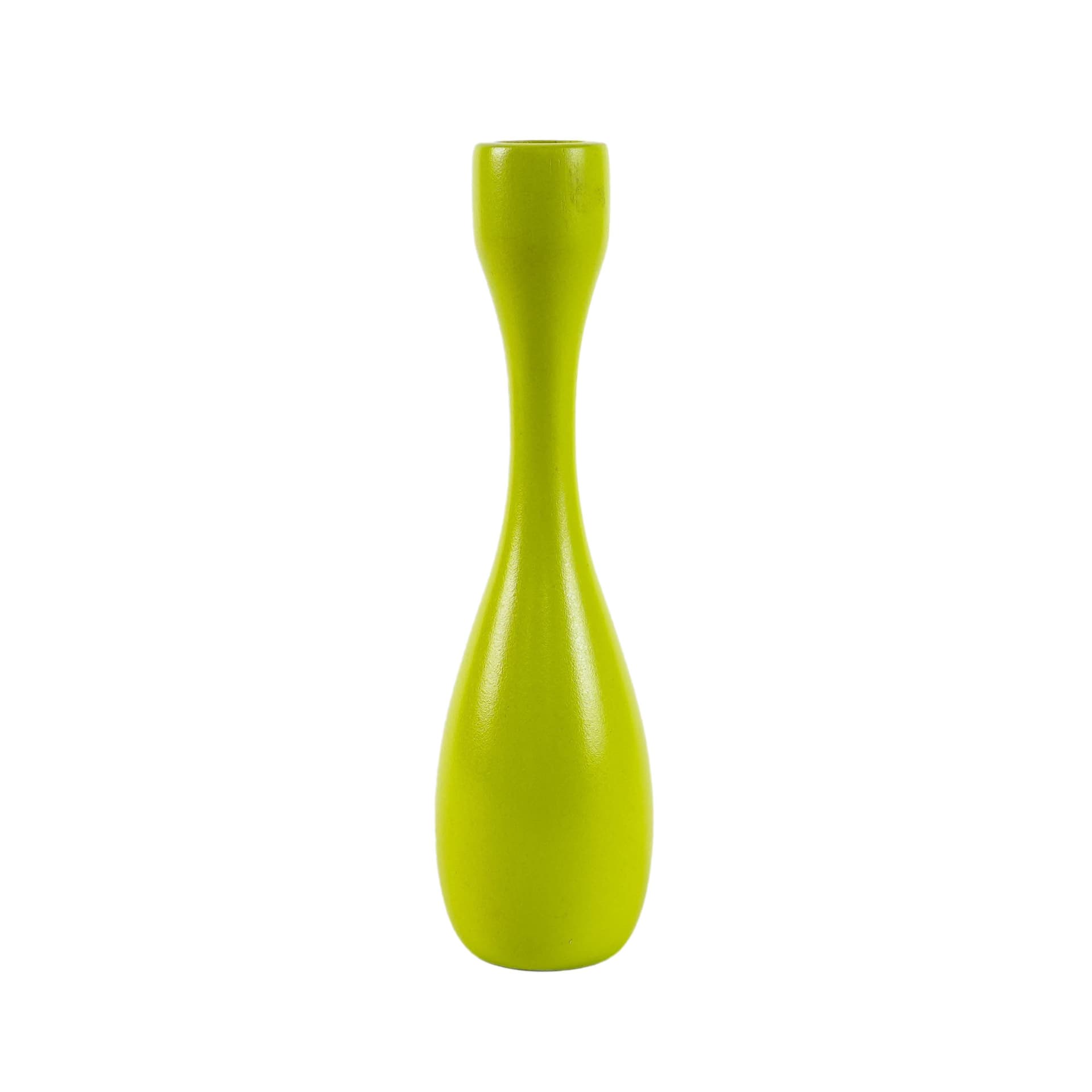 Candlestick, lime green, wood, Denmark, 1970s.
