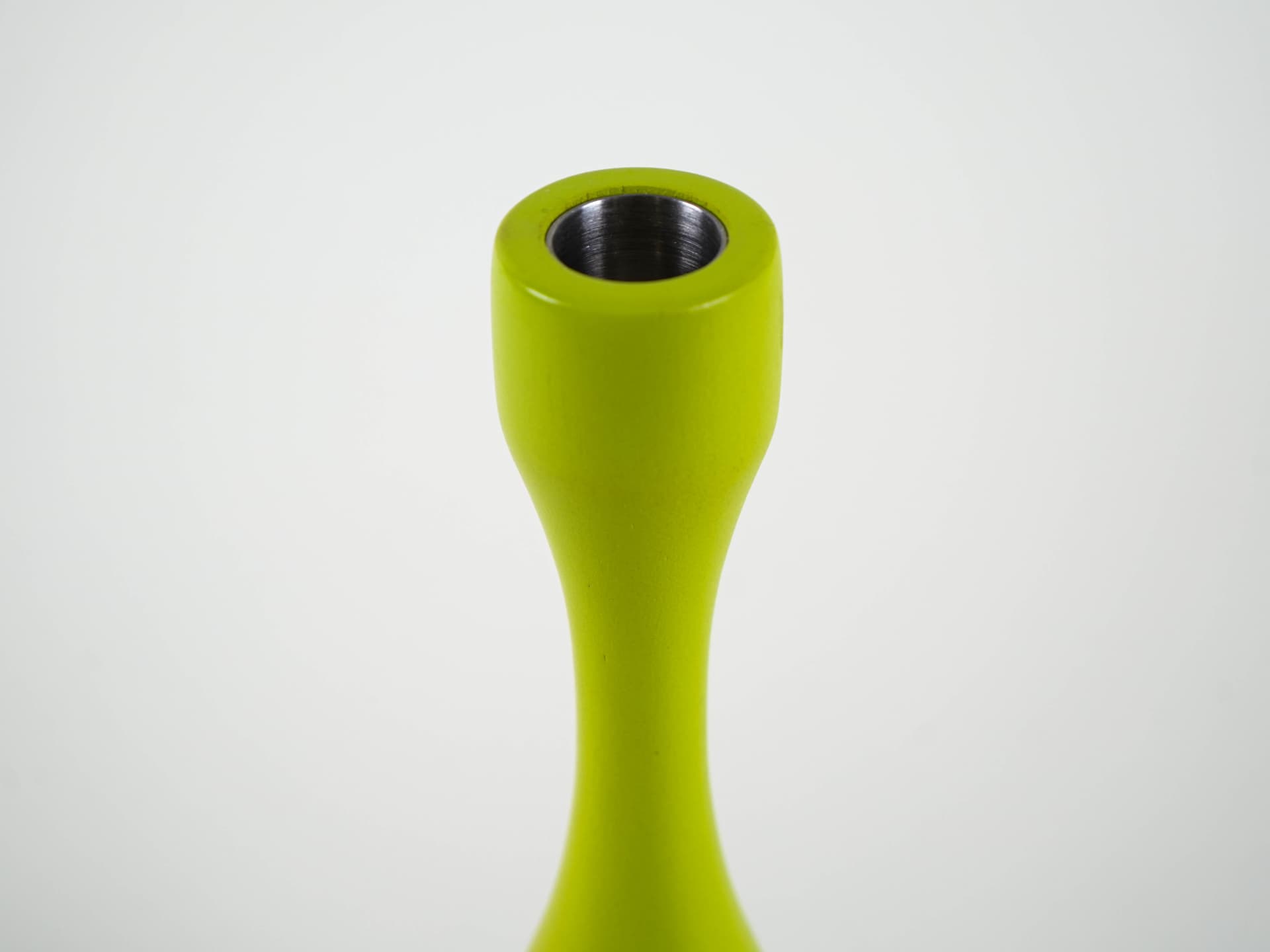 Candlestick, lime green, wood, Denmark, 1970s. - 321139