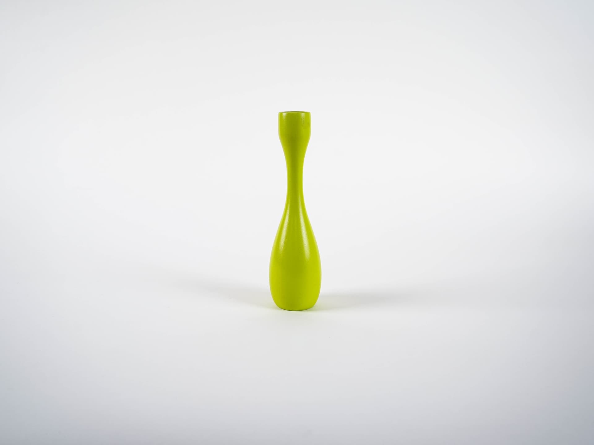 Candlestick, lime green, wood, Denmark, 1970s. - 321136