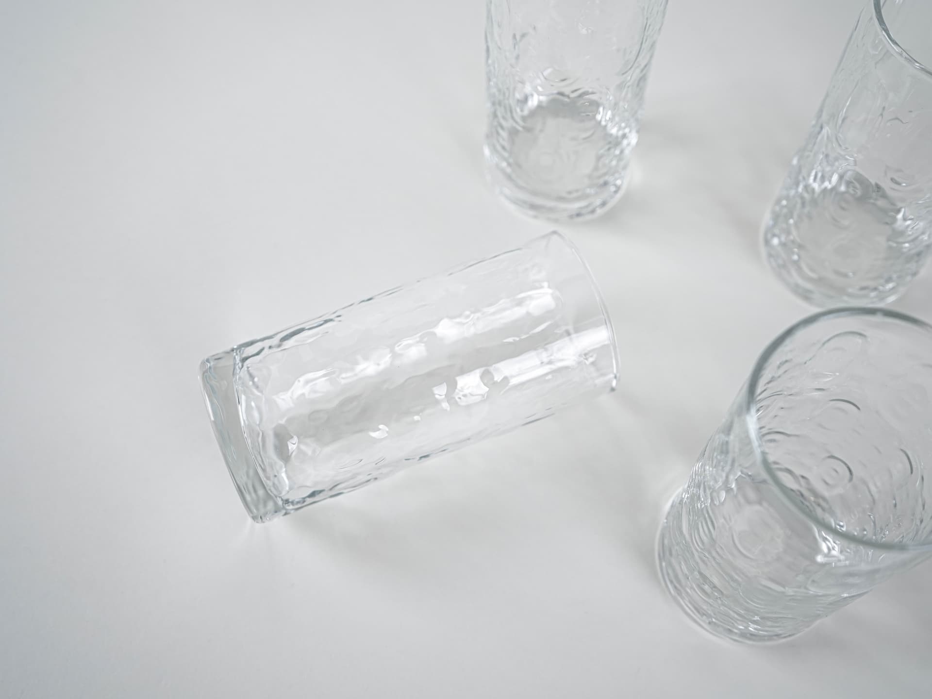 Komplet sześciu szklanek, transparentny niebieski, szkło, Dania, lata 70. - 321256