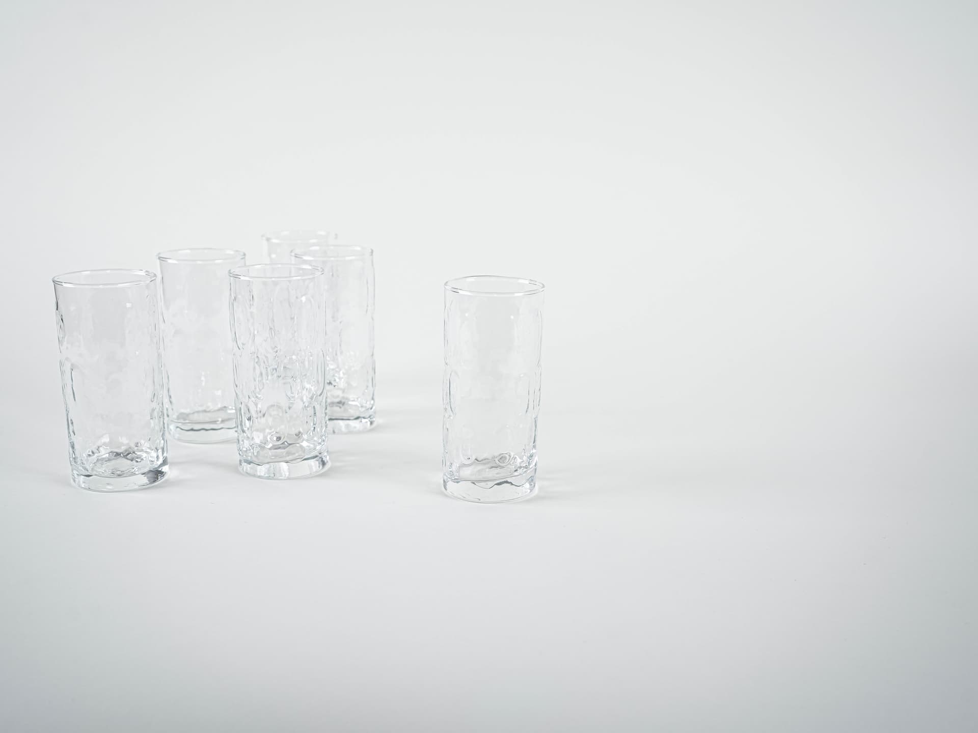 Komplet sześciu szklanek, transparentny niebieski, szkło, Dania, lata 70. - 321255