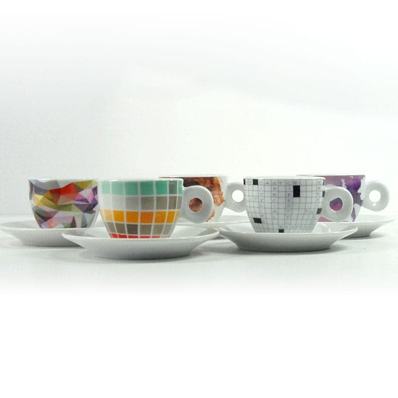 Zestaw do espresso, porcelana biała, wielokolorowa dekoracja, Bo Concept, Dania, XXI w. - 321683