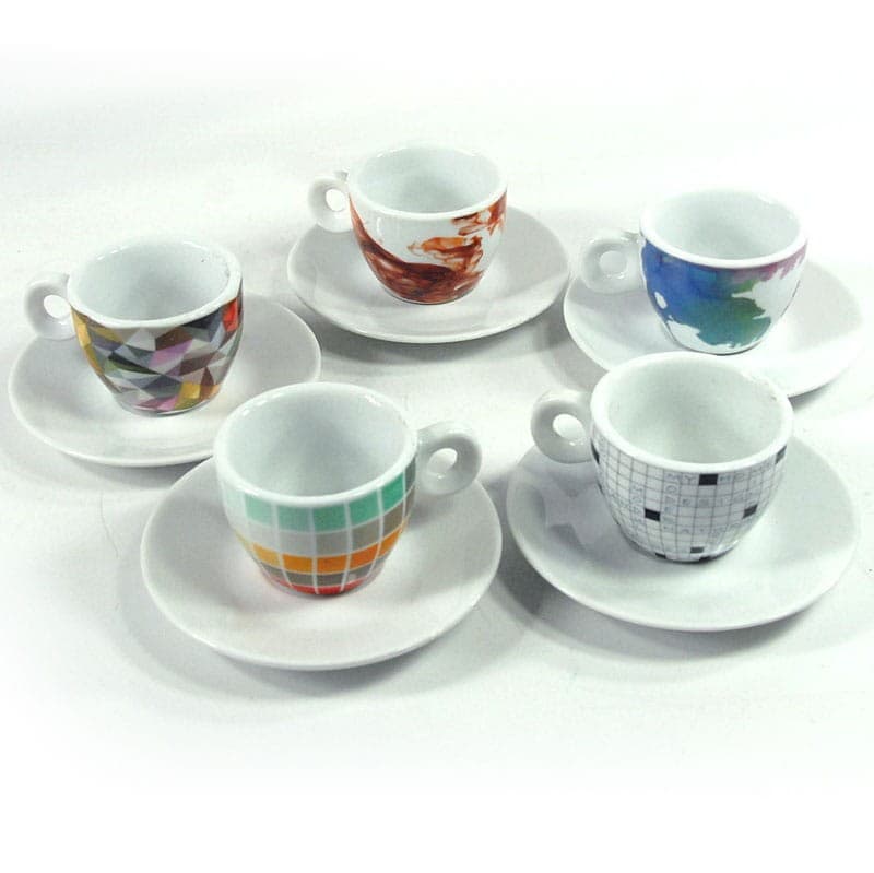 Zestaw do espresso, porcelana biała, wielokolorowa dekoracja, Bo Concept, Dania, XXI w. - 321681