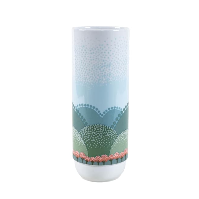 Vase, white porcelain, by A. Pozzi, decor by I. Rabuzin, Rosenthal, Germany, 1970s. - DIMENSION
