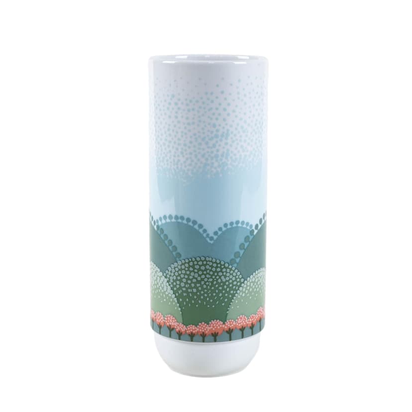 Vase, white porcelain, by A. Pozzi, decor by I. Rabuzin, Rosenthal, Germany, 1970s.