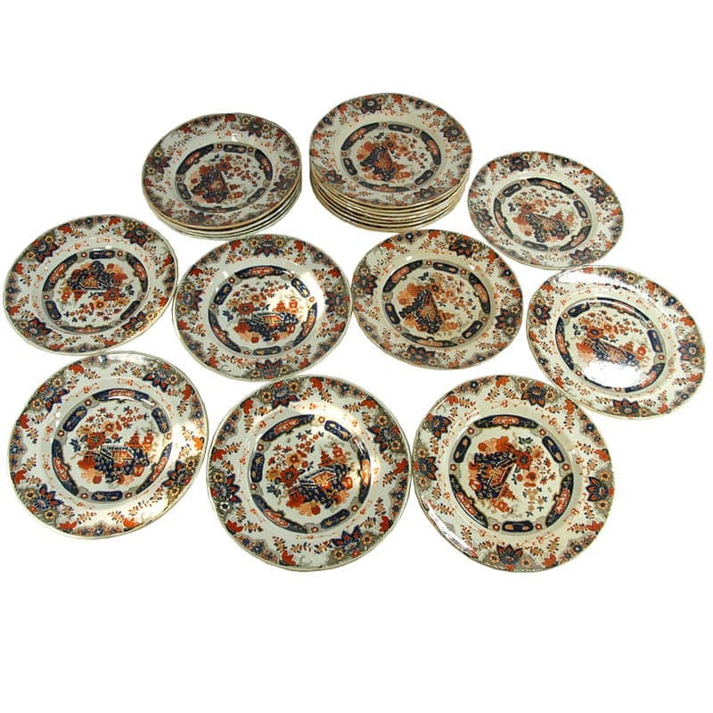 Komplet talerzy Imari, multikolor, fajans, Ashworth Bros, Wielka Brytania, XIX w. - 321666