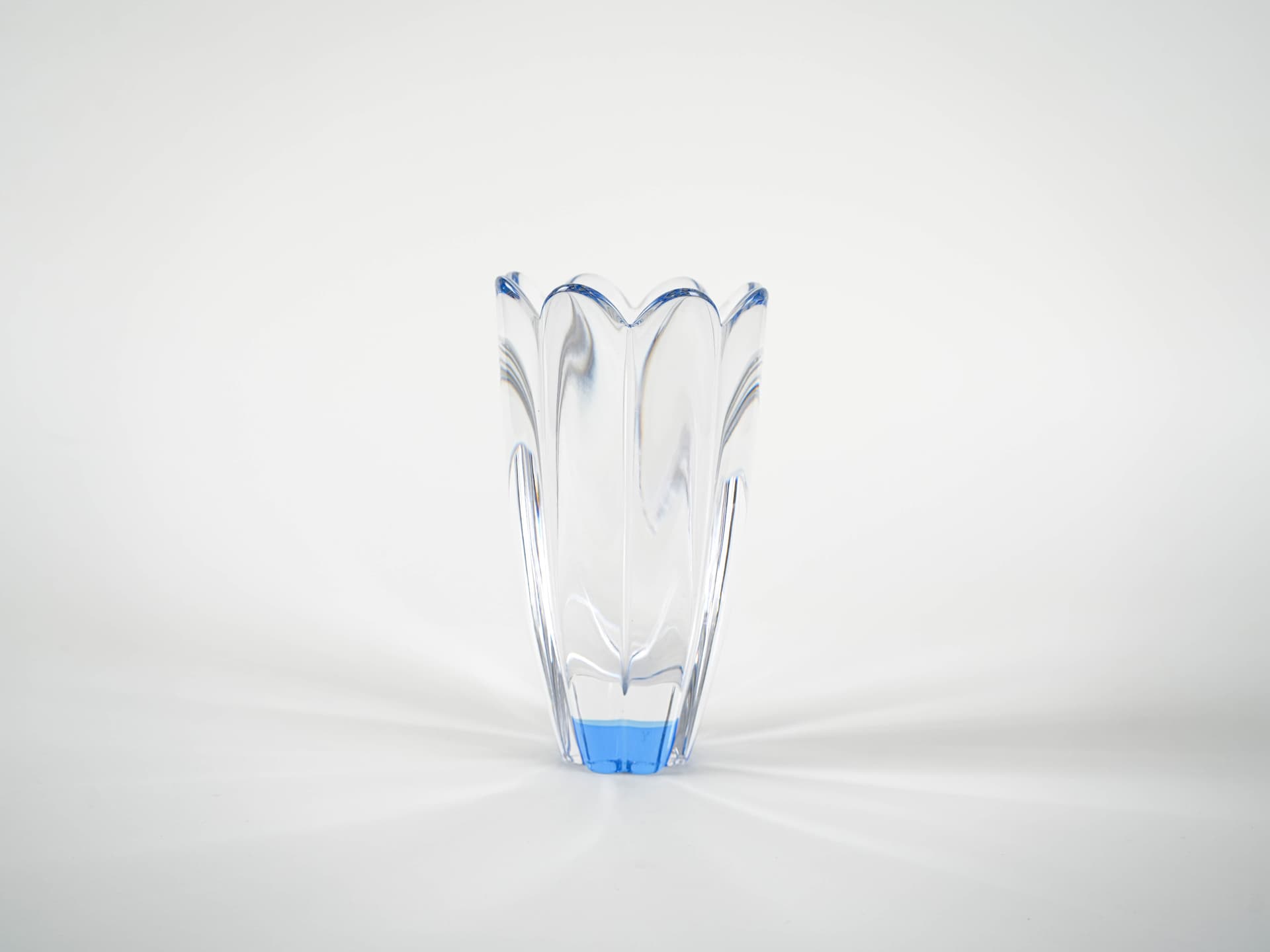 Vase Mayflower, transparent blue glass, by J. Johansson, Orrefors, Sweden, 1960s. - 321309