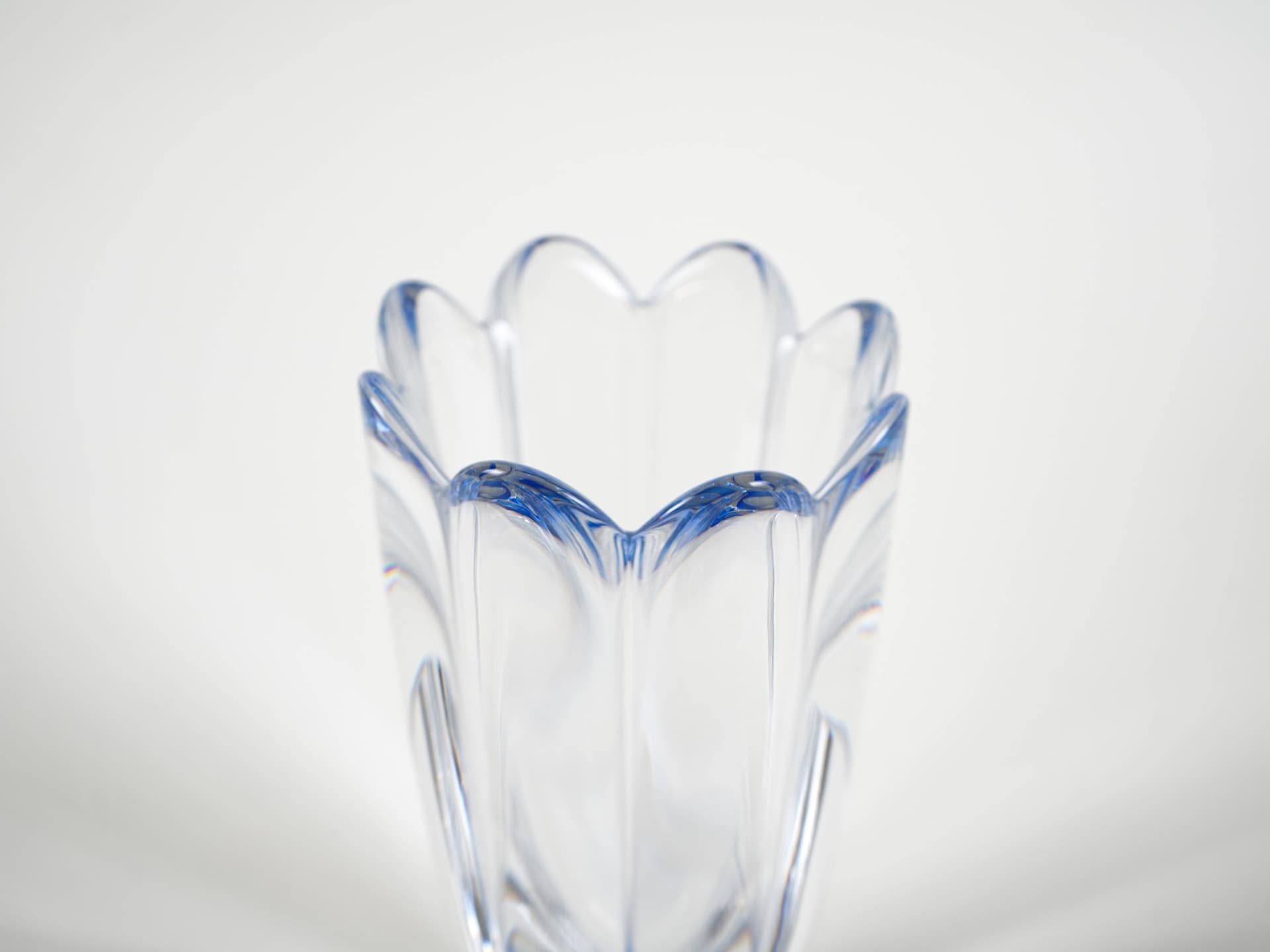 Vase Mayflower, transparent blue glass, by J. Johansson, Orrefors, Sweden, 1960s. - 321312